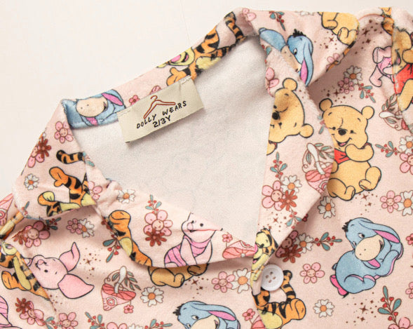 Bear and piglet buttoned pyjamas