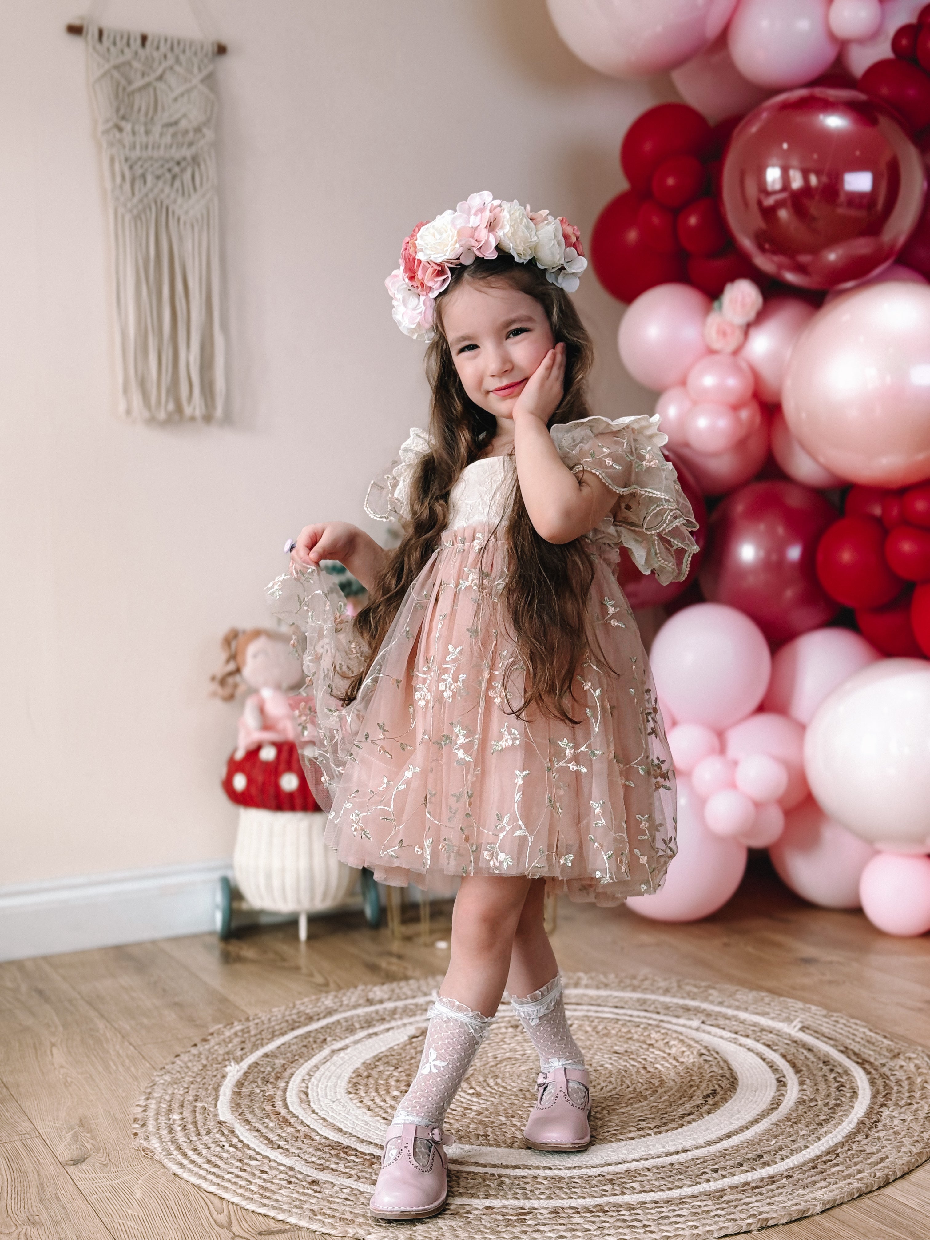 Tear drop lace tie back dress