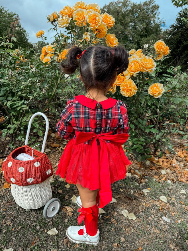 Tartan tulle tie back romper
