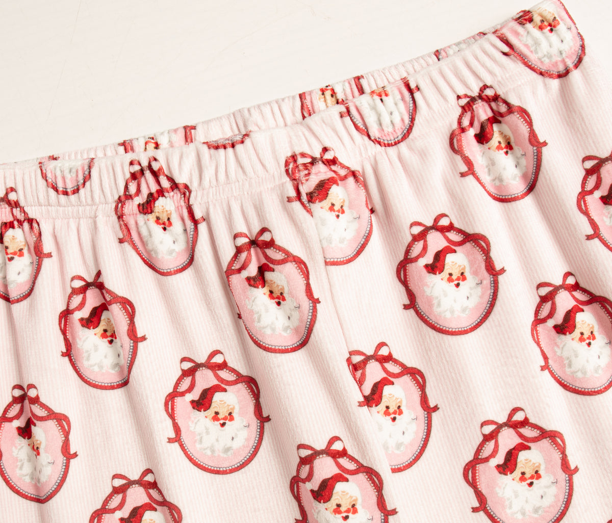 Pink Santa stripe women’s buttoned pyjamas