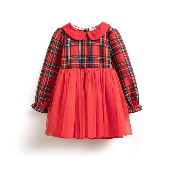 Tartan tulle tie back dress