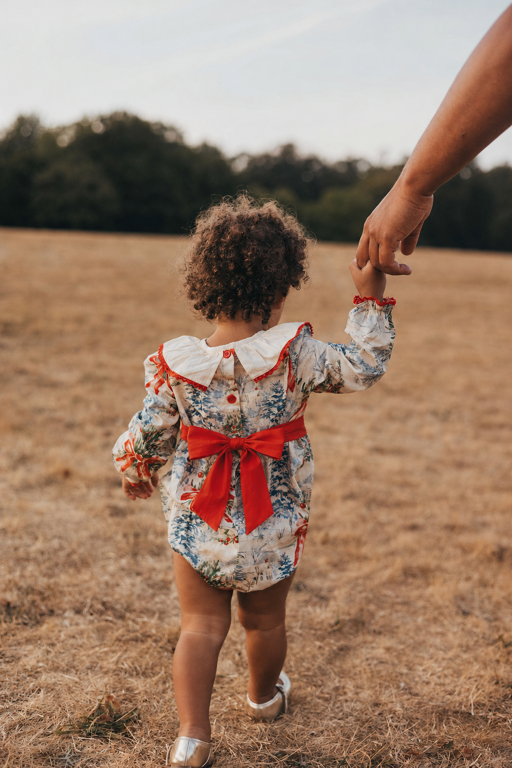 Winter cottage tie back romper