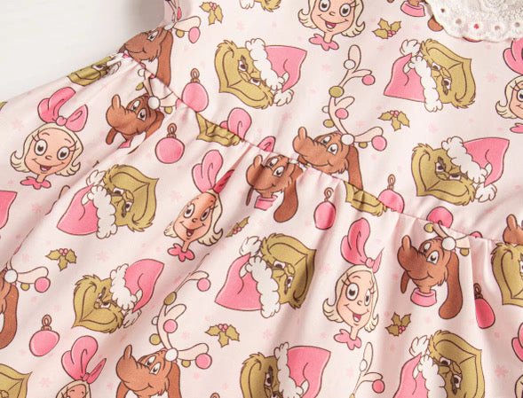 He’s a mean one tie back dress