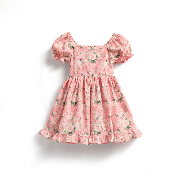 Pink floral tie back dress