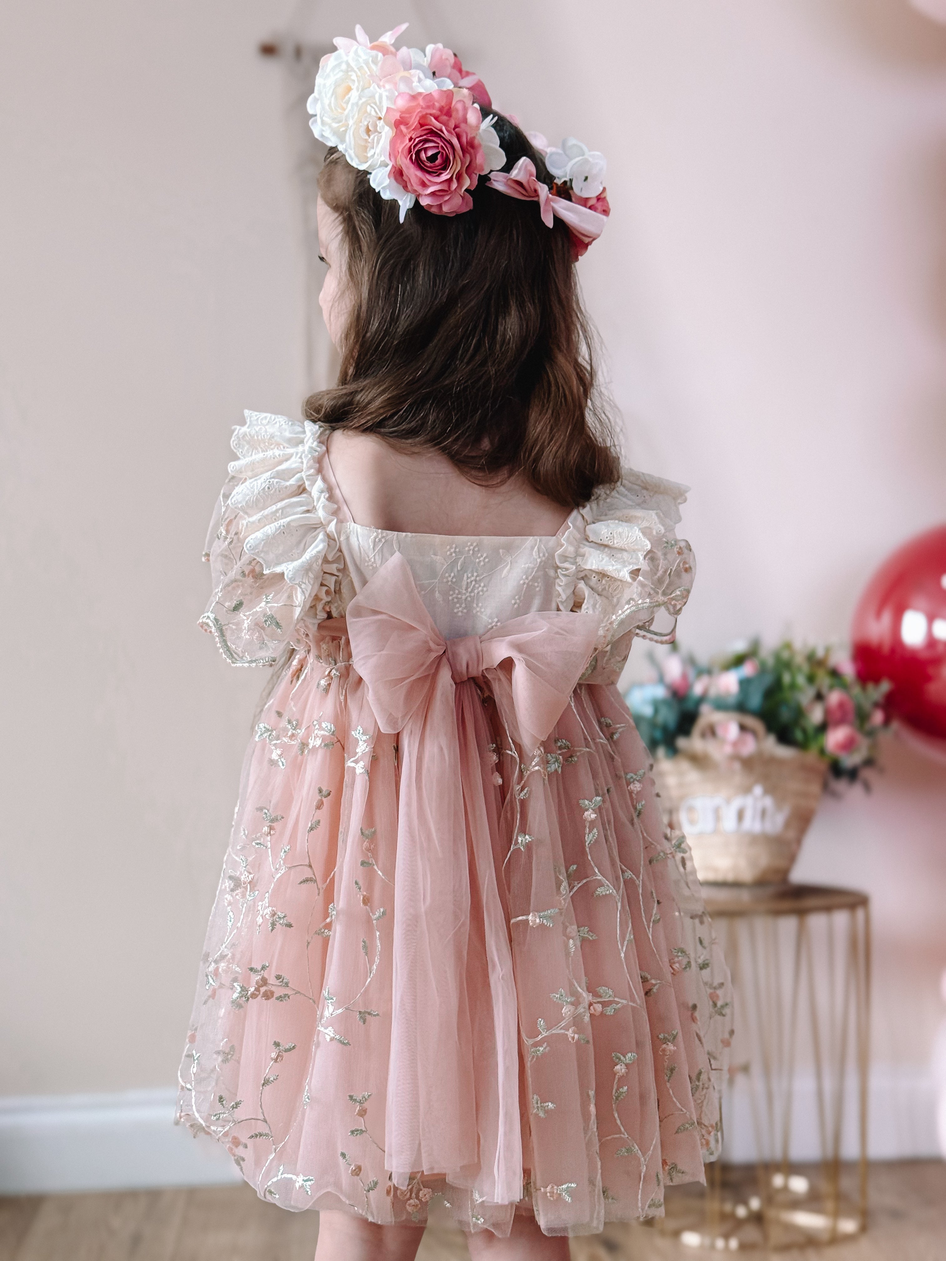 Tear drop lace tie back dress