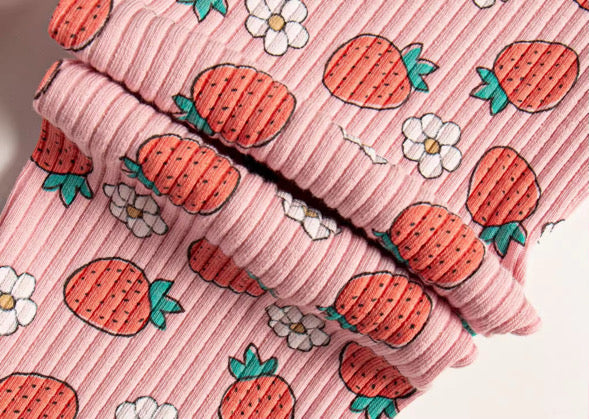 Strawberry ribbed flare leggings
