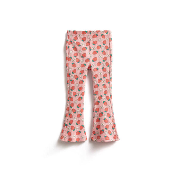 Strawberry ribbed flare leggings