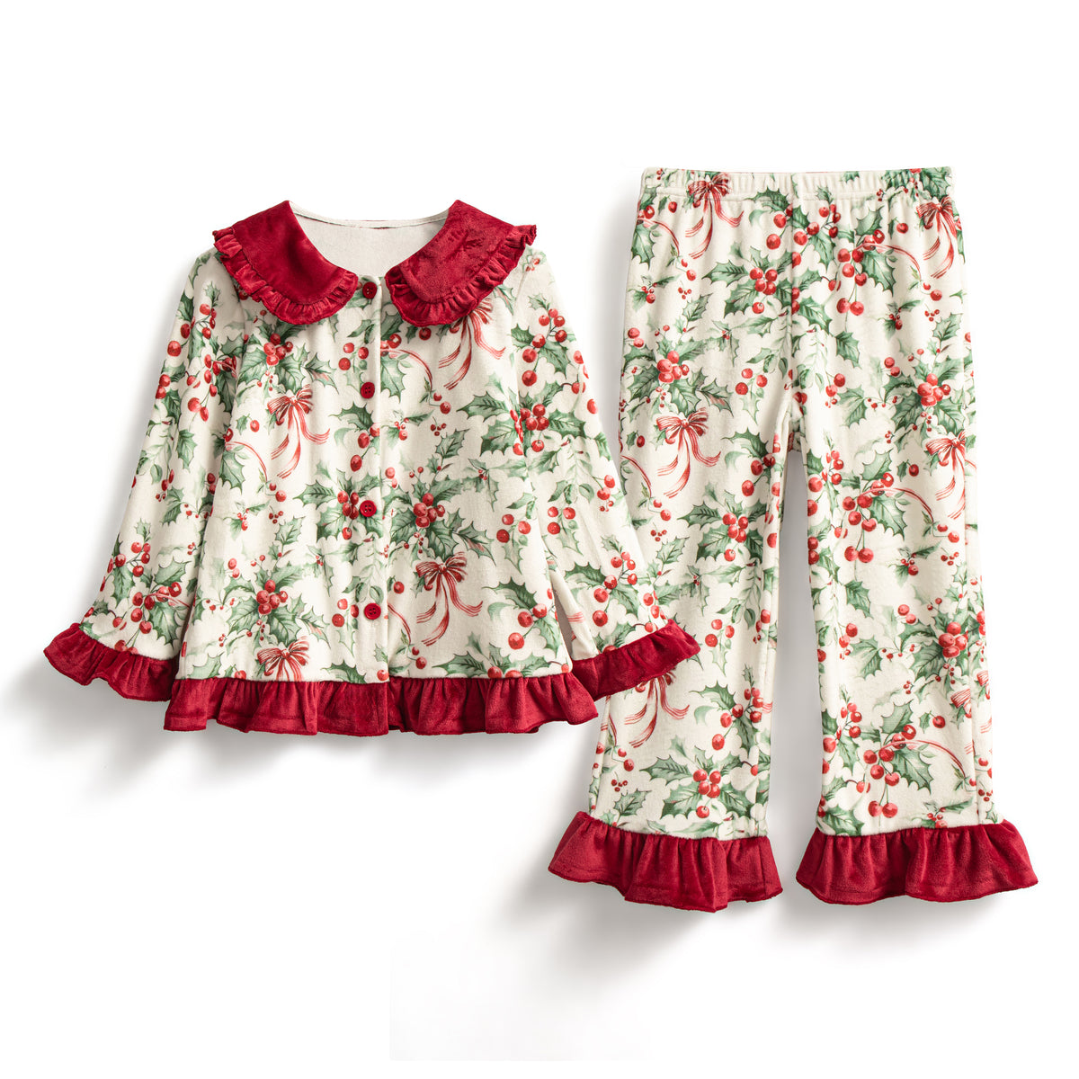 Holly berry buttoned pyjamas