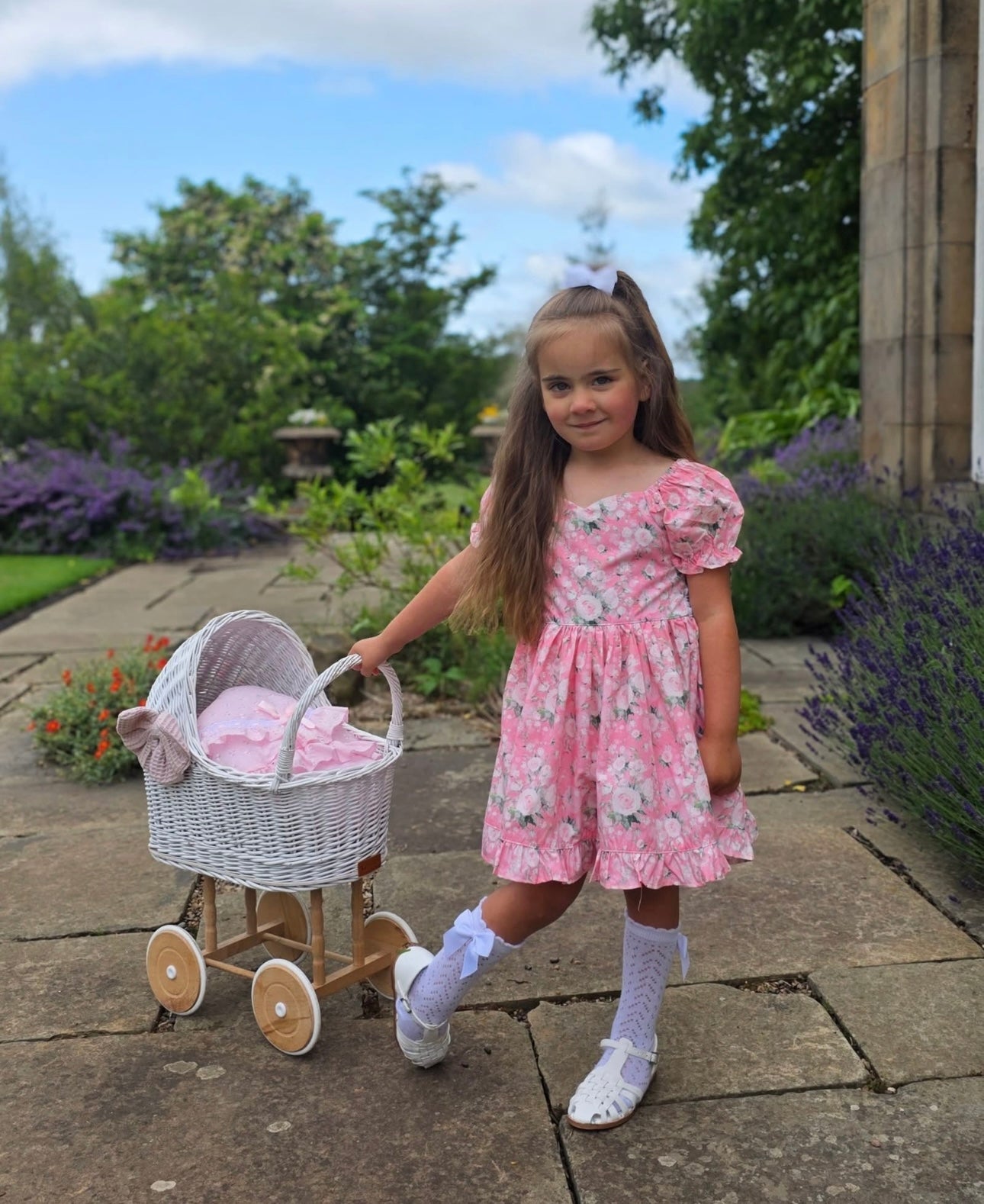 Pink floral tie back dress