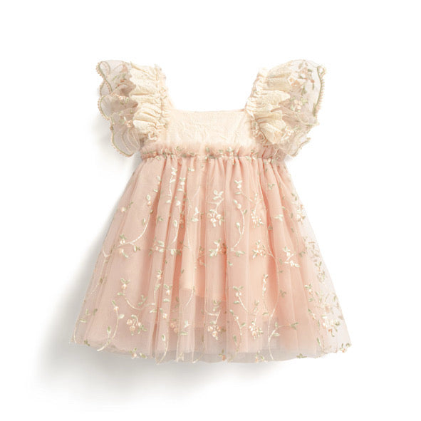 Tear drop lace tie back dress