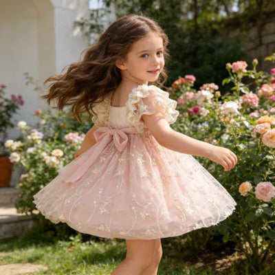 Tear drop lace tie back dress