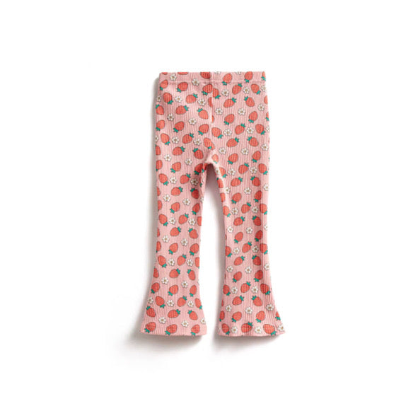 Strawberry ribbed flare leggings