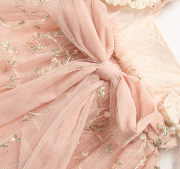 Tear drop lace tie back dress