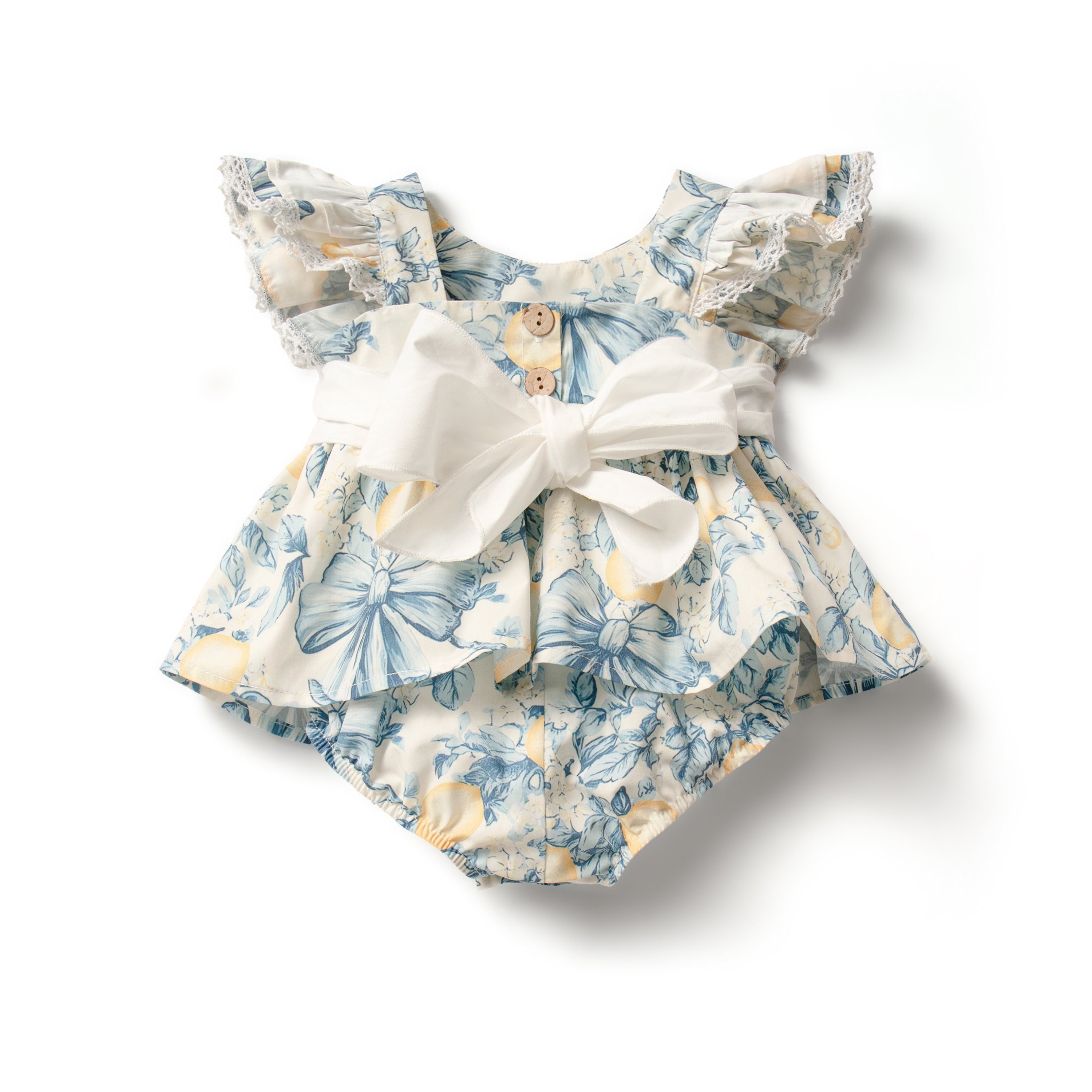 Lemon fields tie back romper