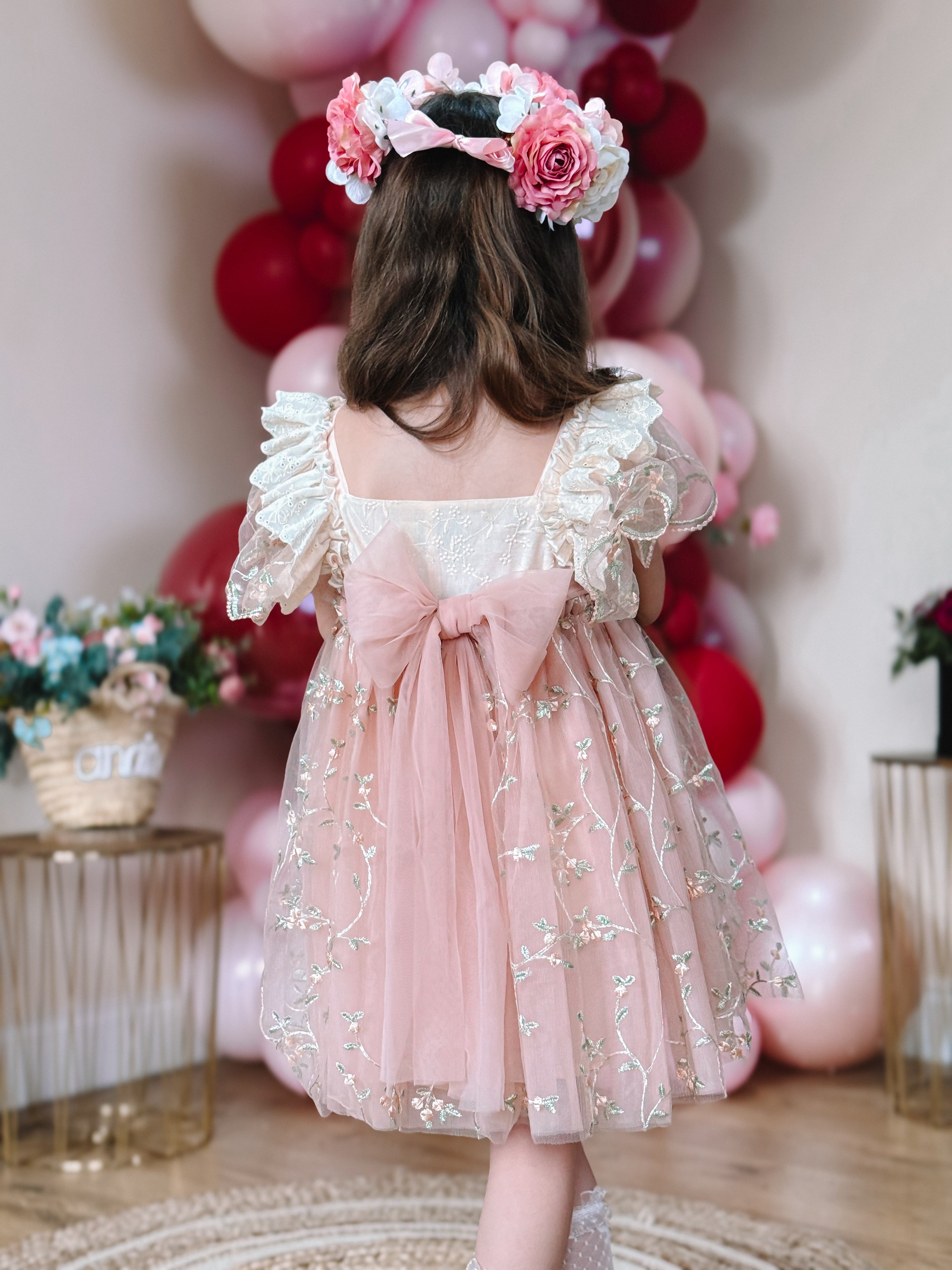 Tear drop lace tie back dress