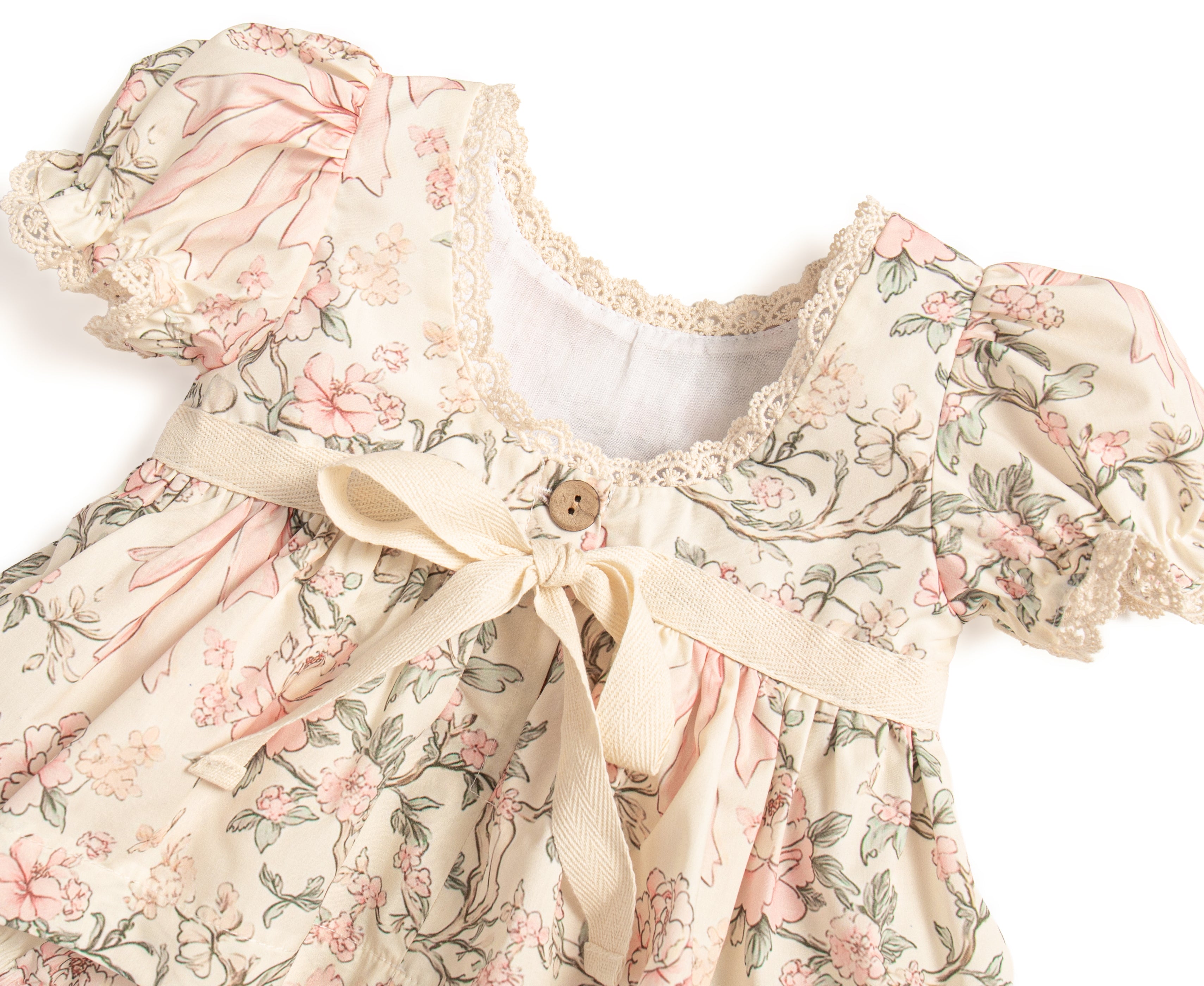 Vintage bow garden romper
