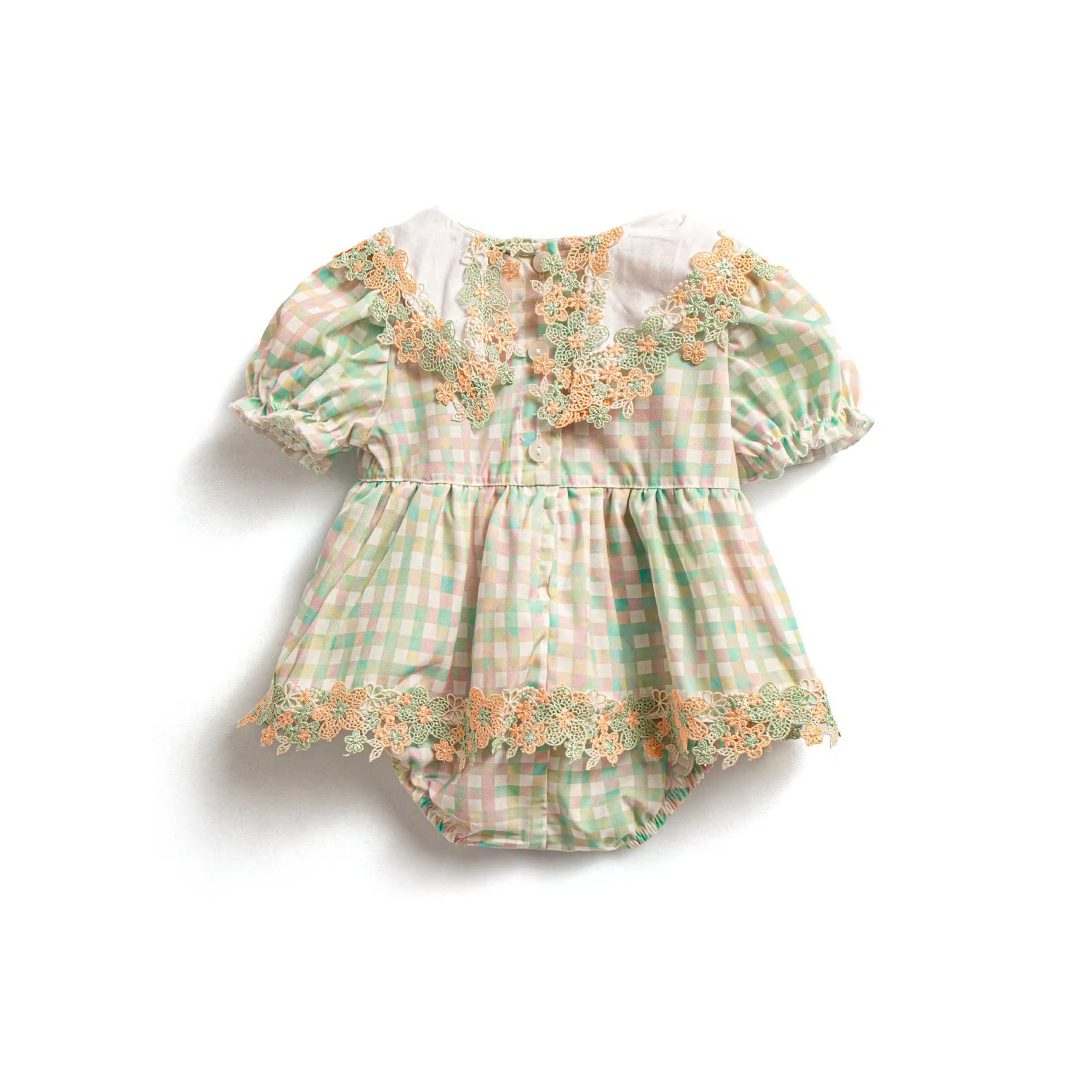 Sage daise gingham romper