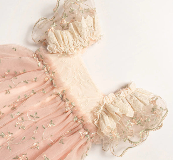 Tear drop lace tie back dress