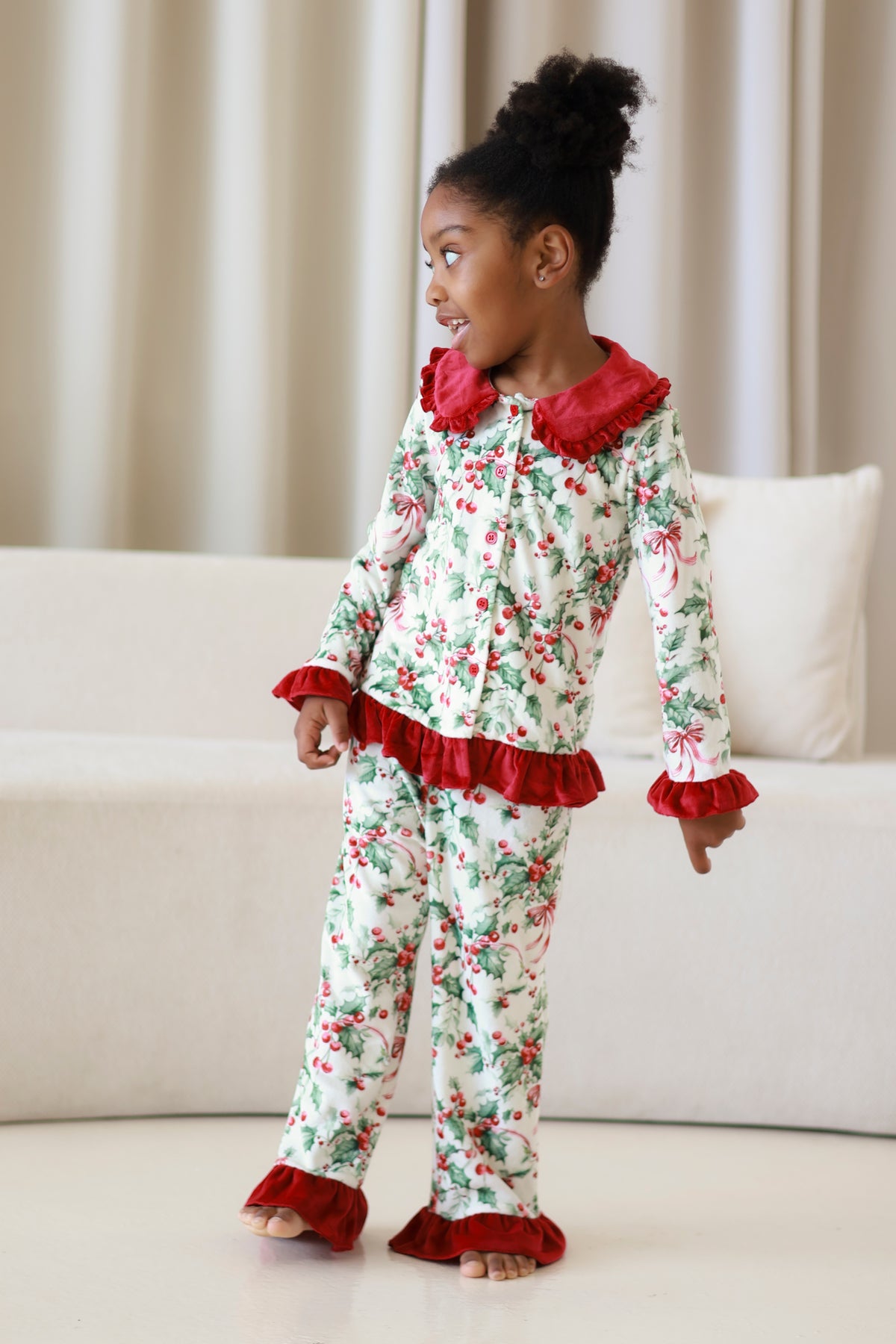 Holly berry buttoned pyjamas