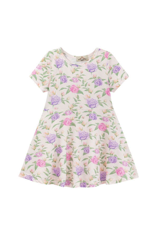 Lilac rose short sleeve dress