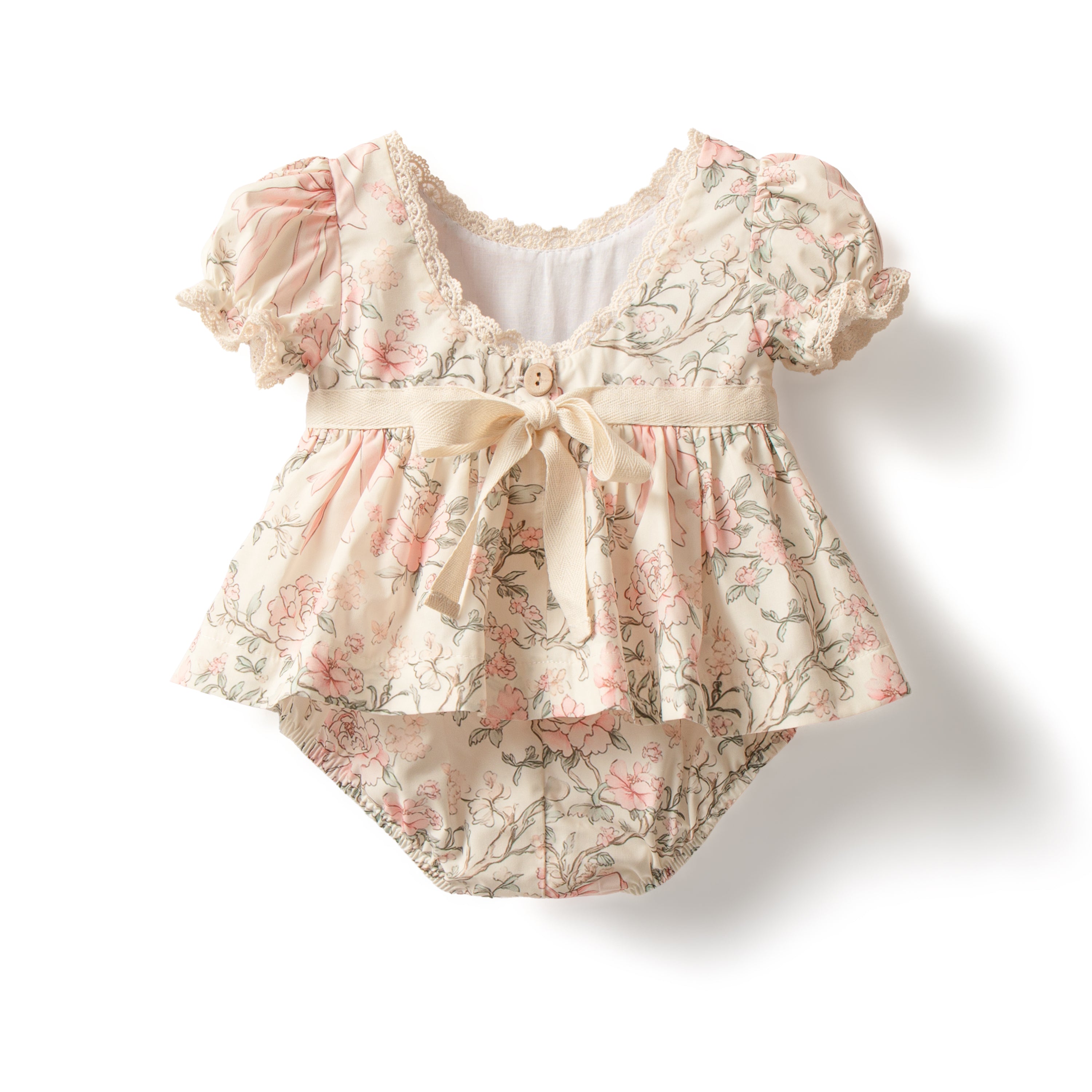Vintage bow garden romper