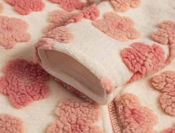 Pink floral teddy jacket