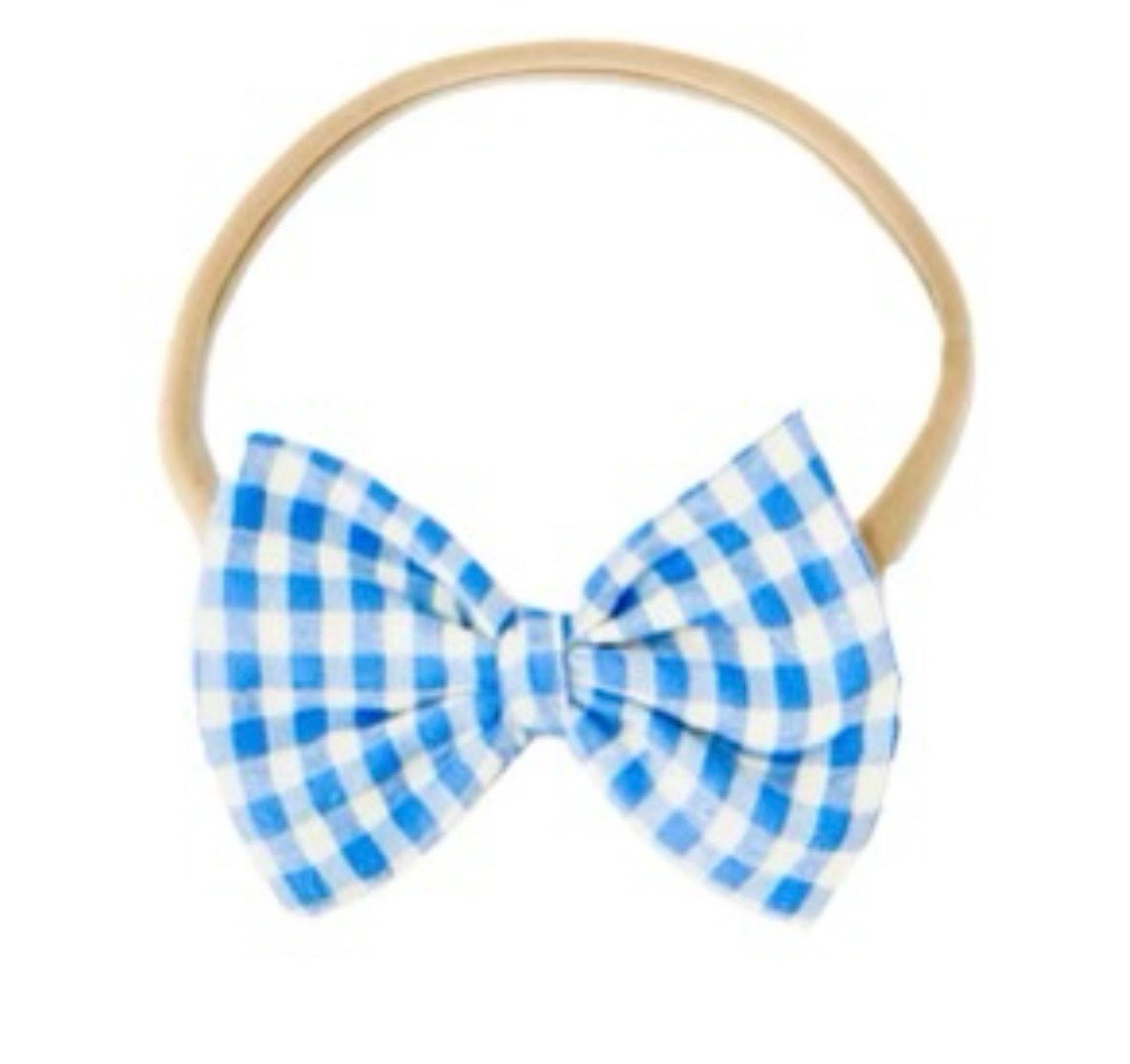 Blue gingham hair accessory