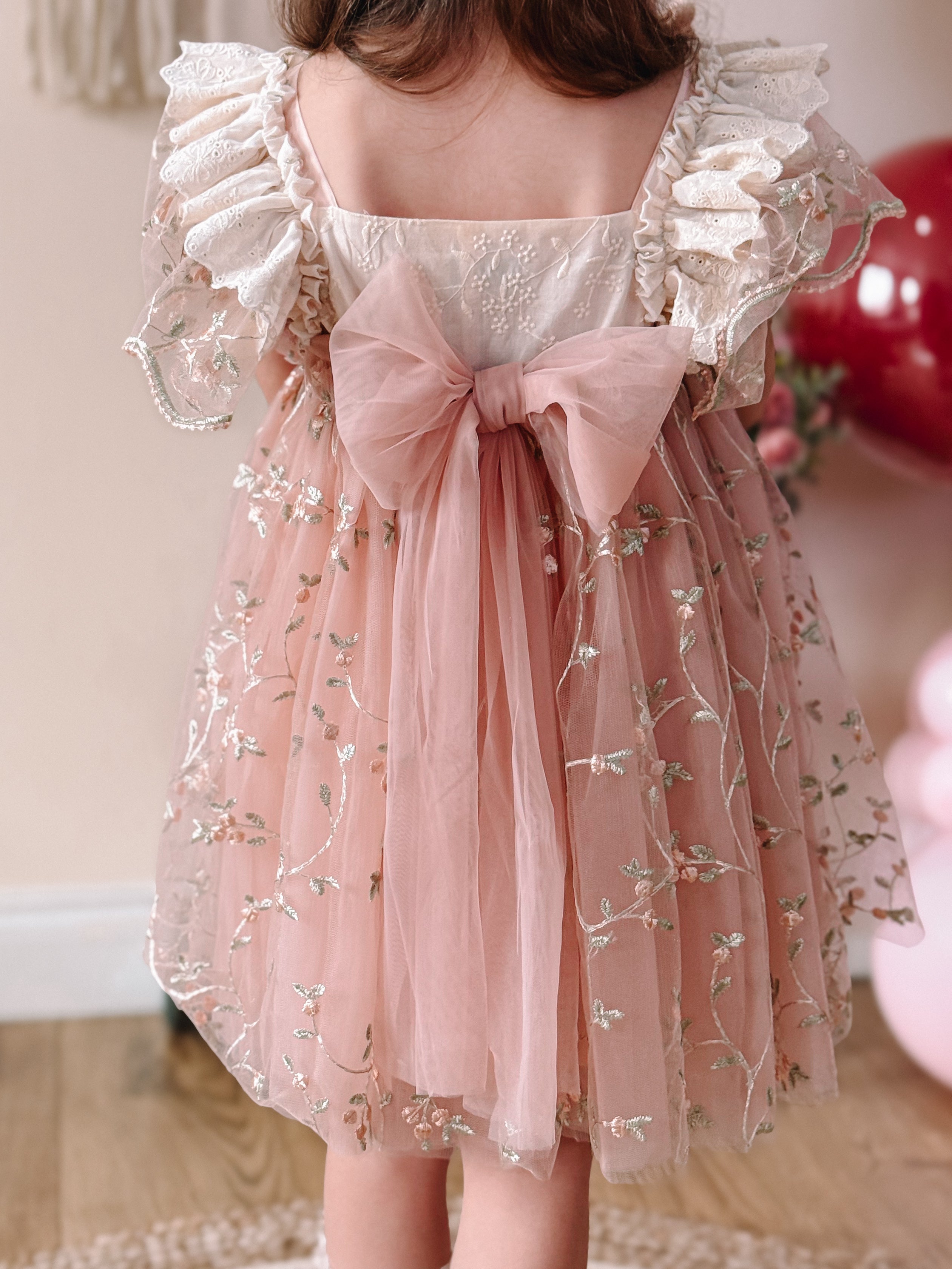 Tear drop lace tie back dress