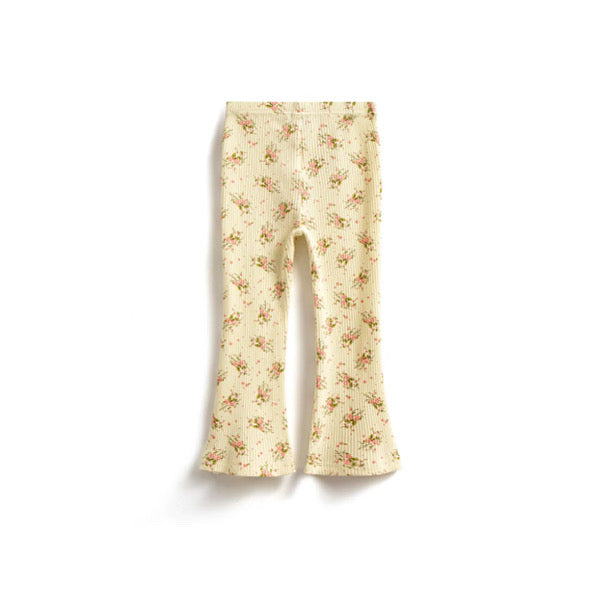 Spring floral ribbed flare leggings