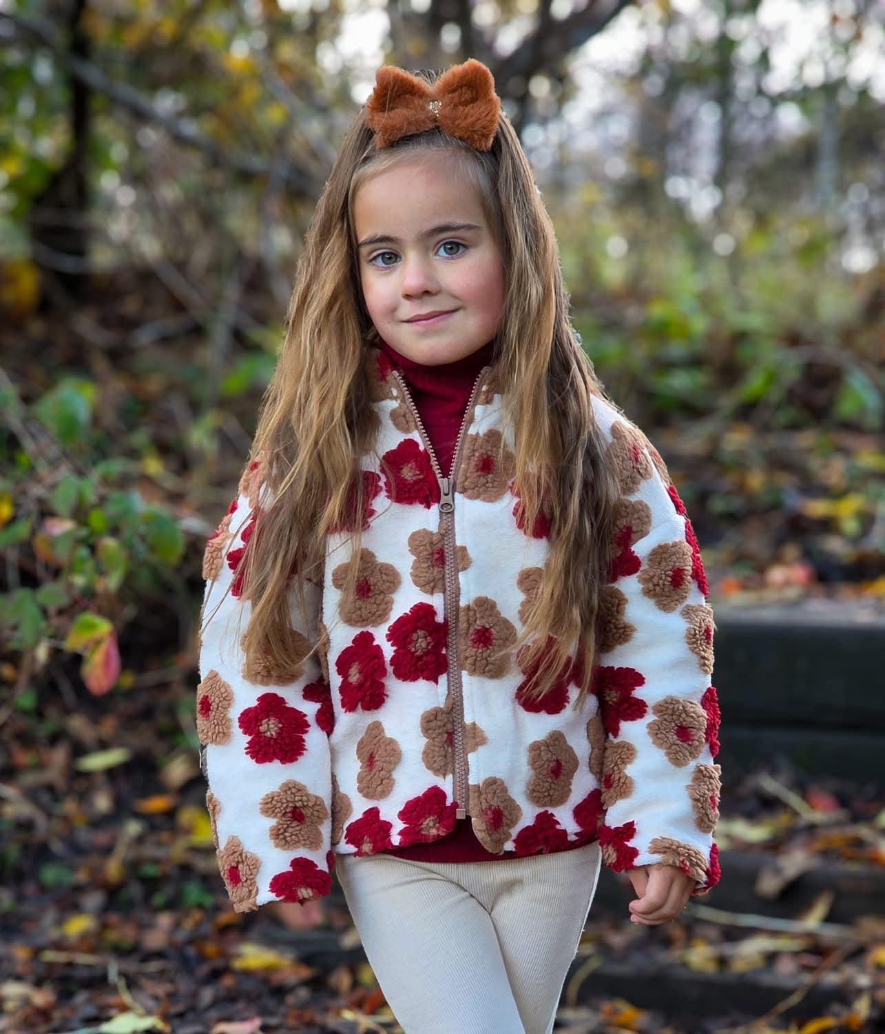 Red floral teddy jacket