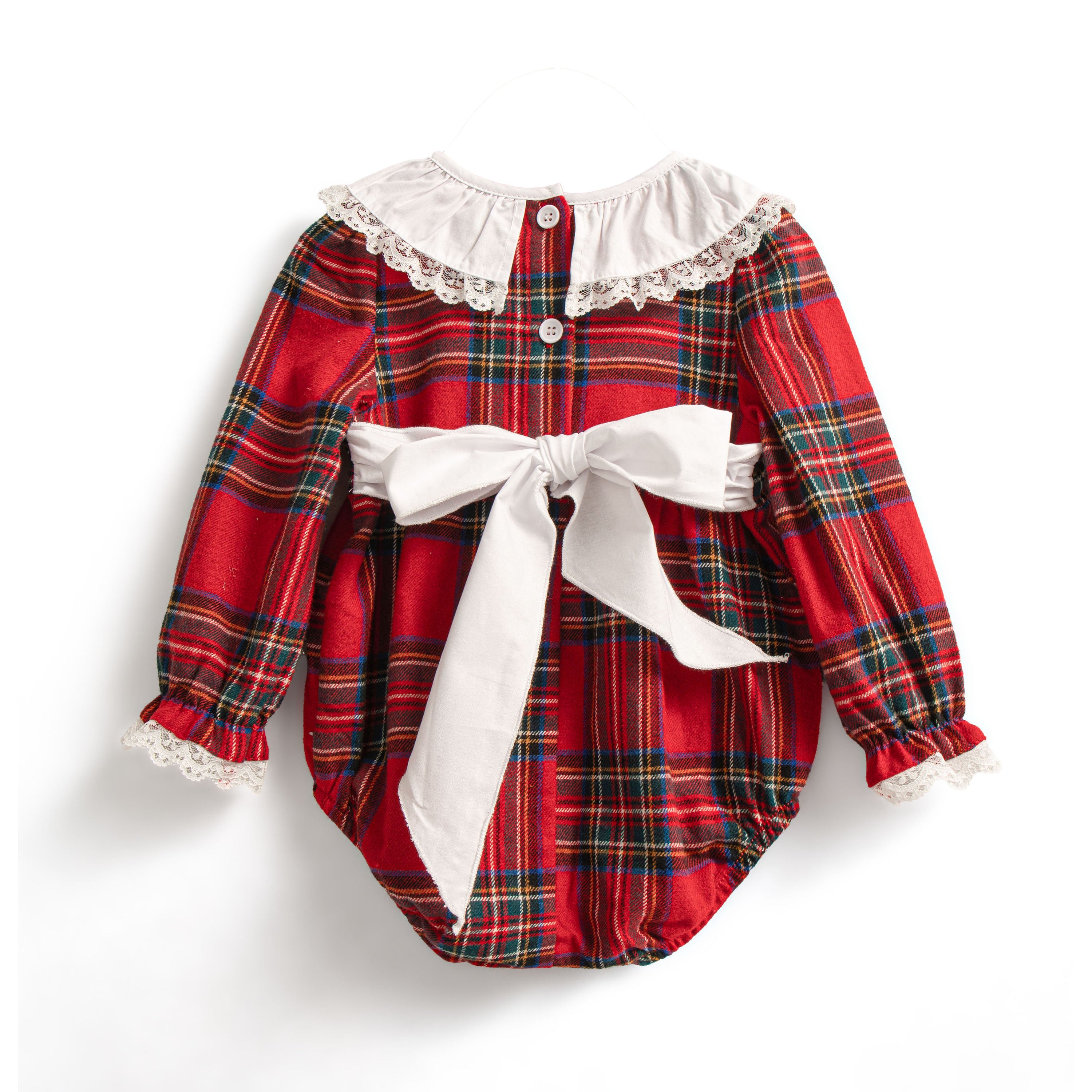 Ruby tartan tie back romper (coming soon)