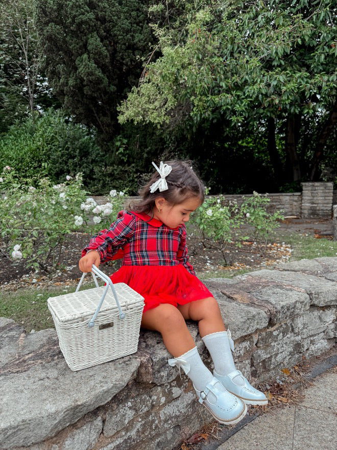 Tartan tulle tie back romper