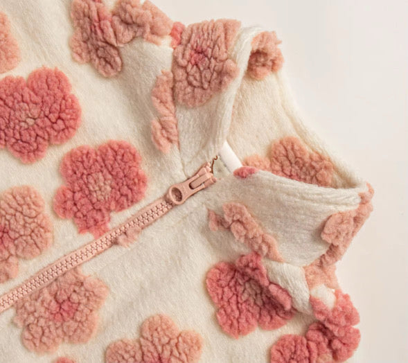 Pink floral teddy jacket