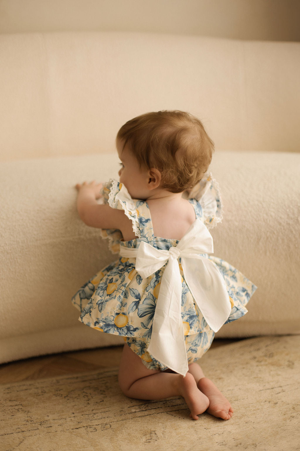 Lemon fields tie back romper