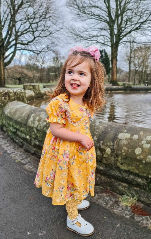 Apricot anglaise buttoned dress