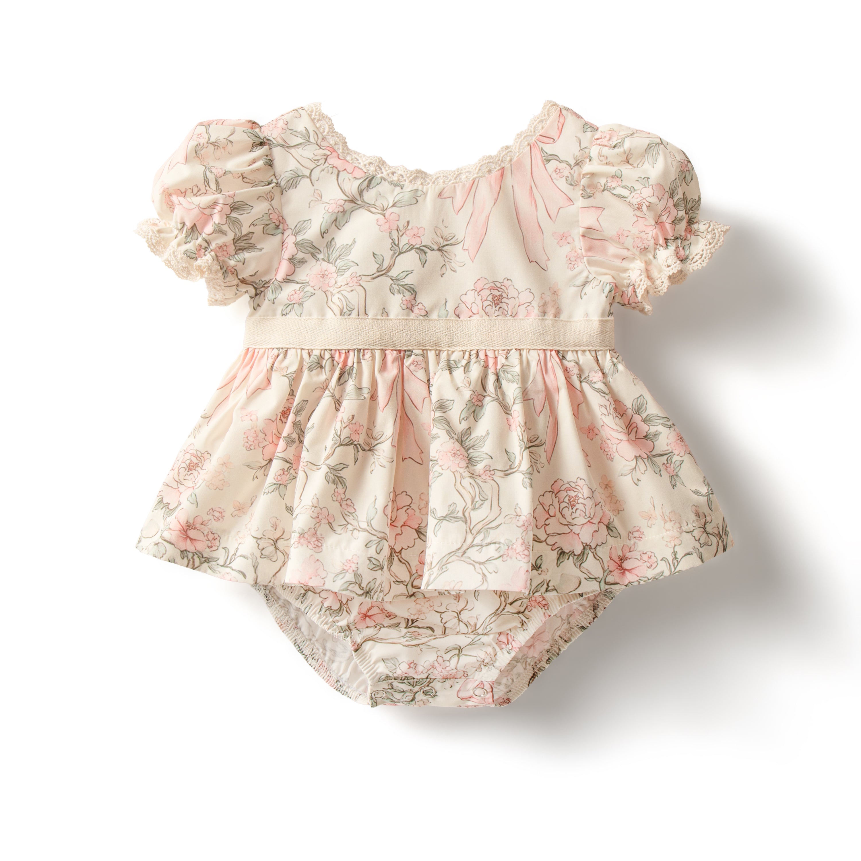 Vintage bow garden romper