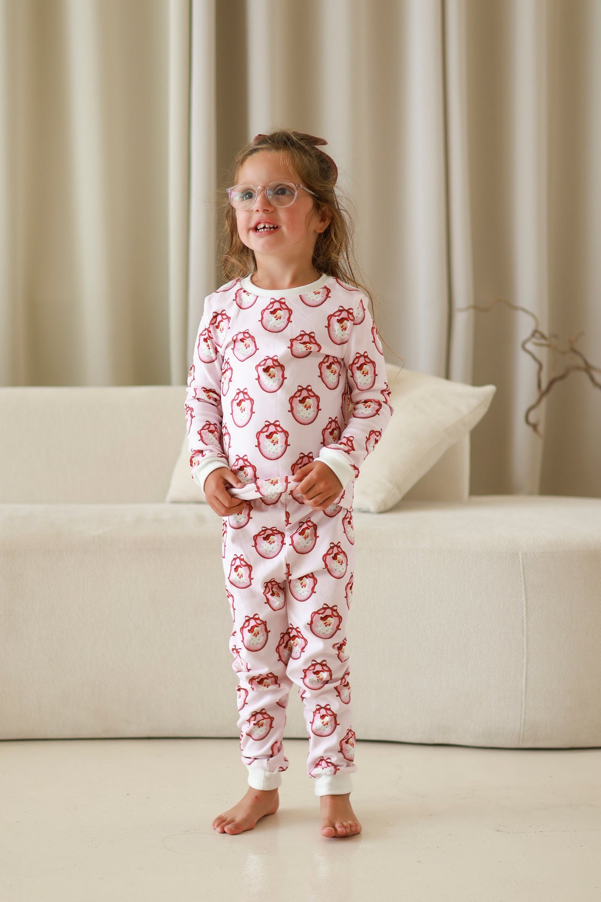 Santa pink stripe pyjamas