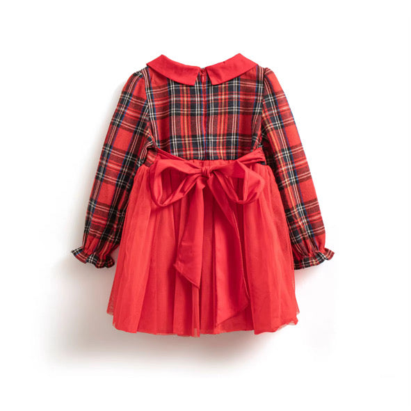 Tartan tulle tie back dress