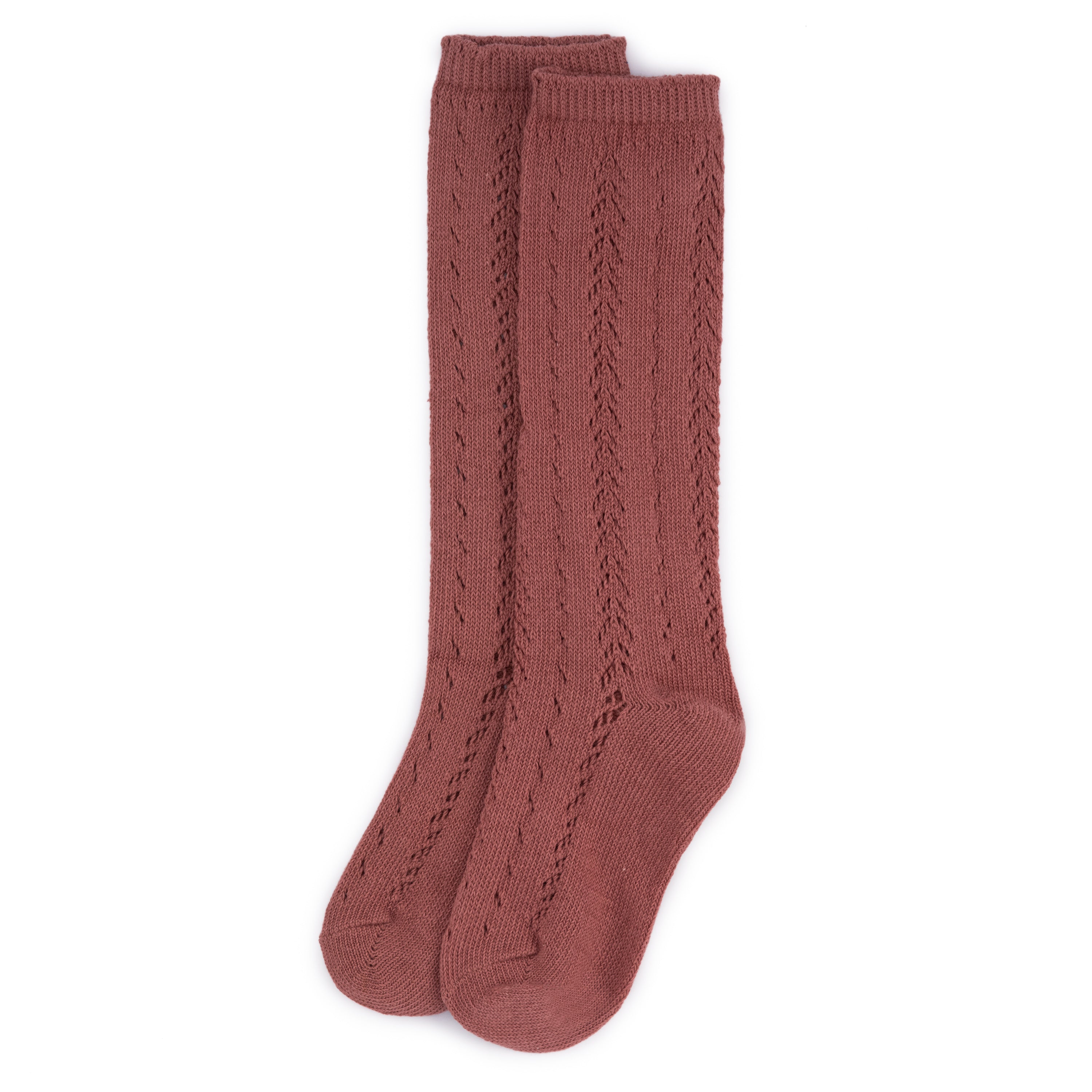 Openwork satin bow knee high socks