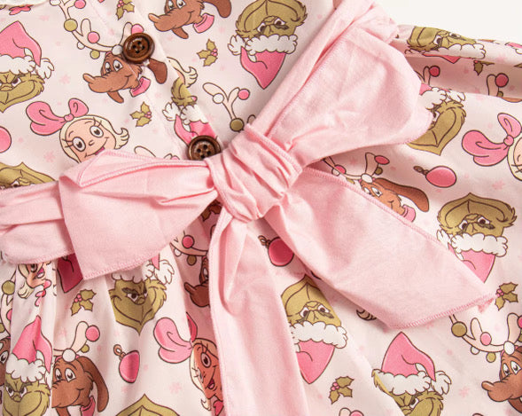 He’s a mean one tie back dress