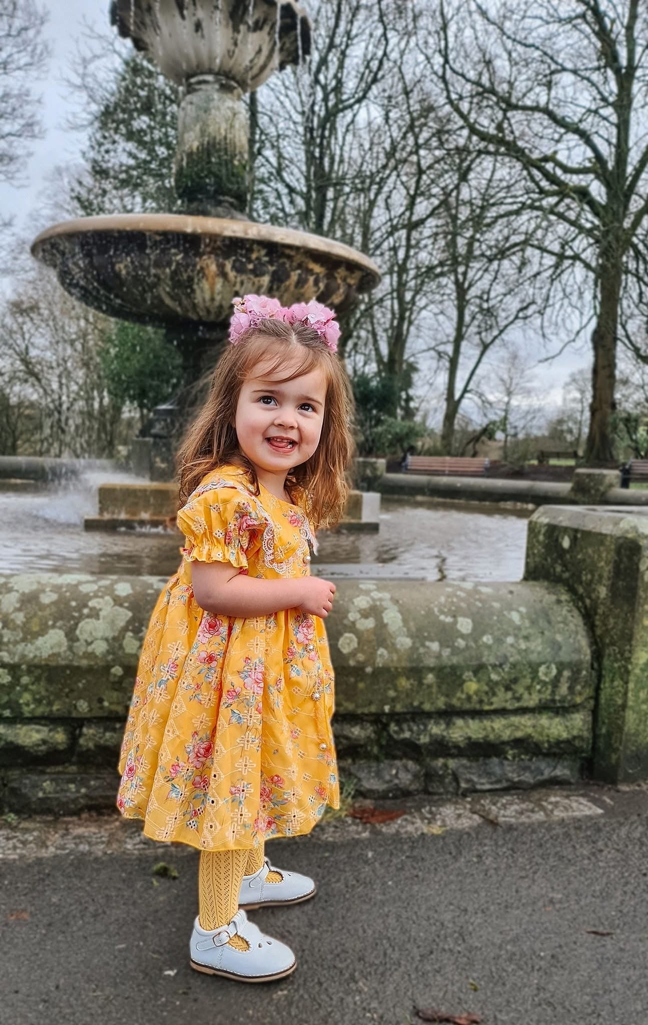 Apricot anglaise buttoned dress