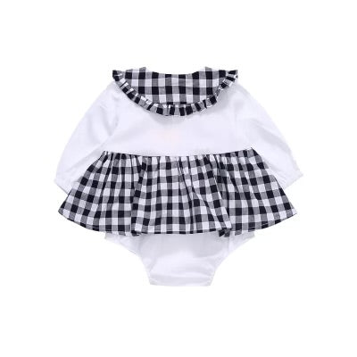 Black and white checked romper