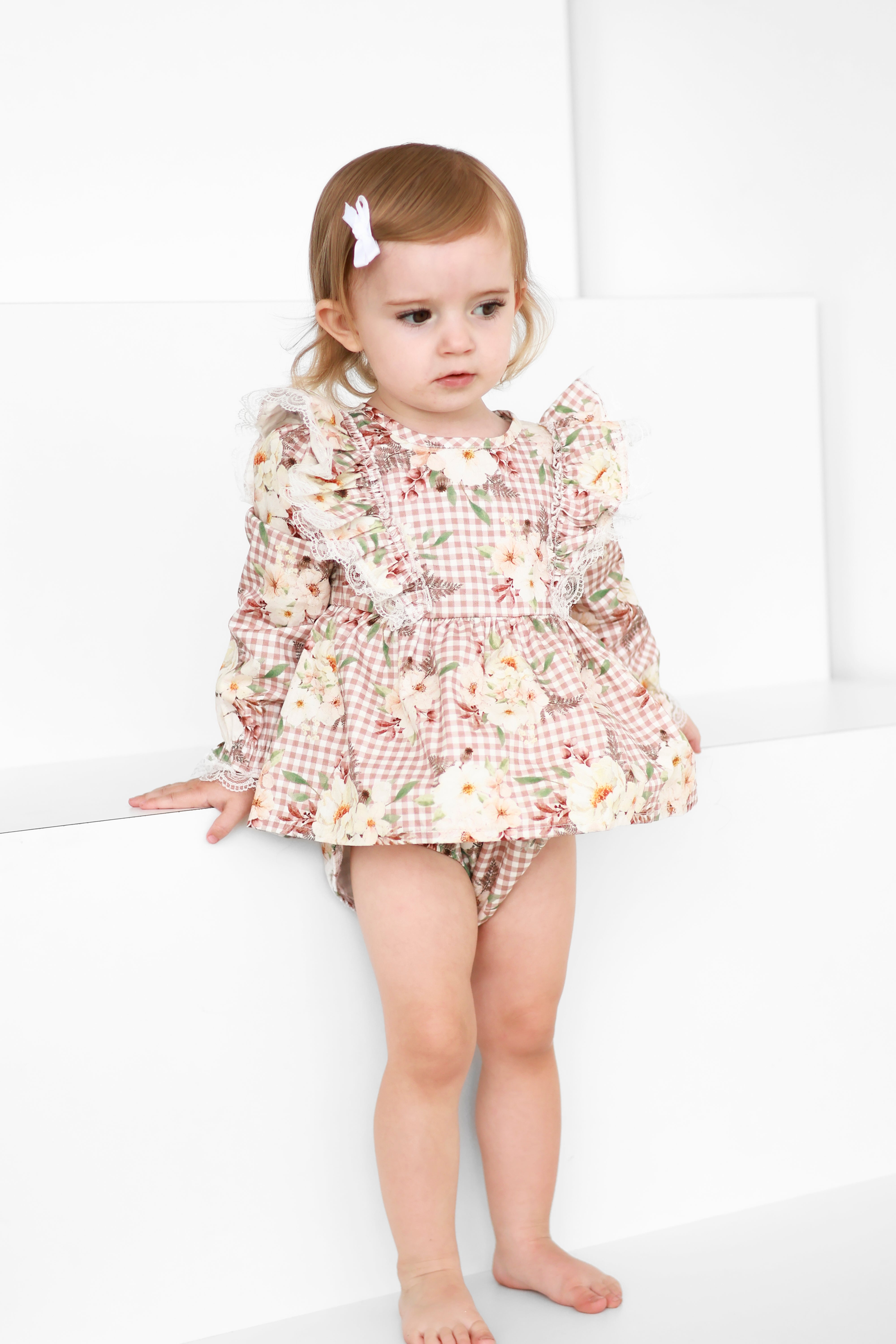 Gingham fields romper