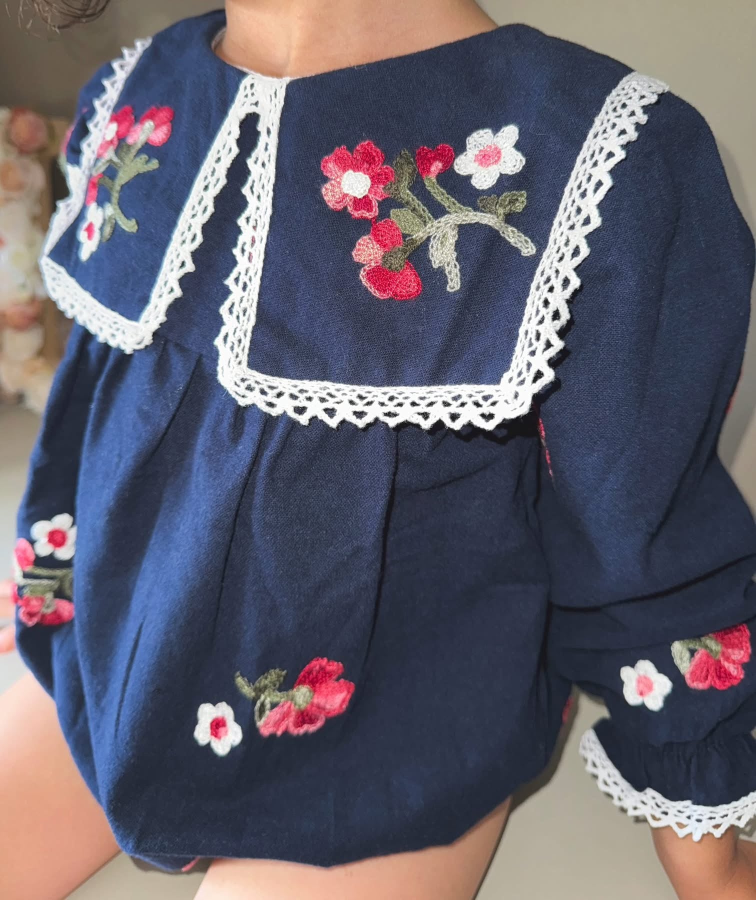 Violet brushed cotton romper