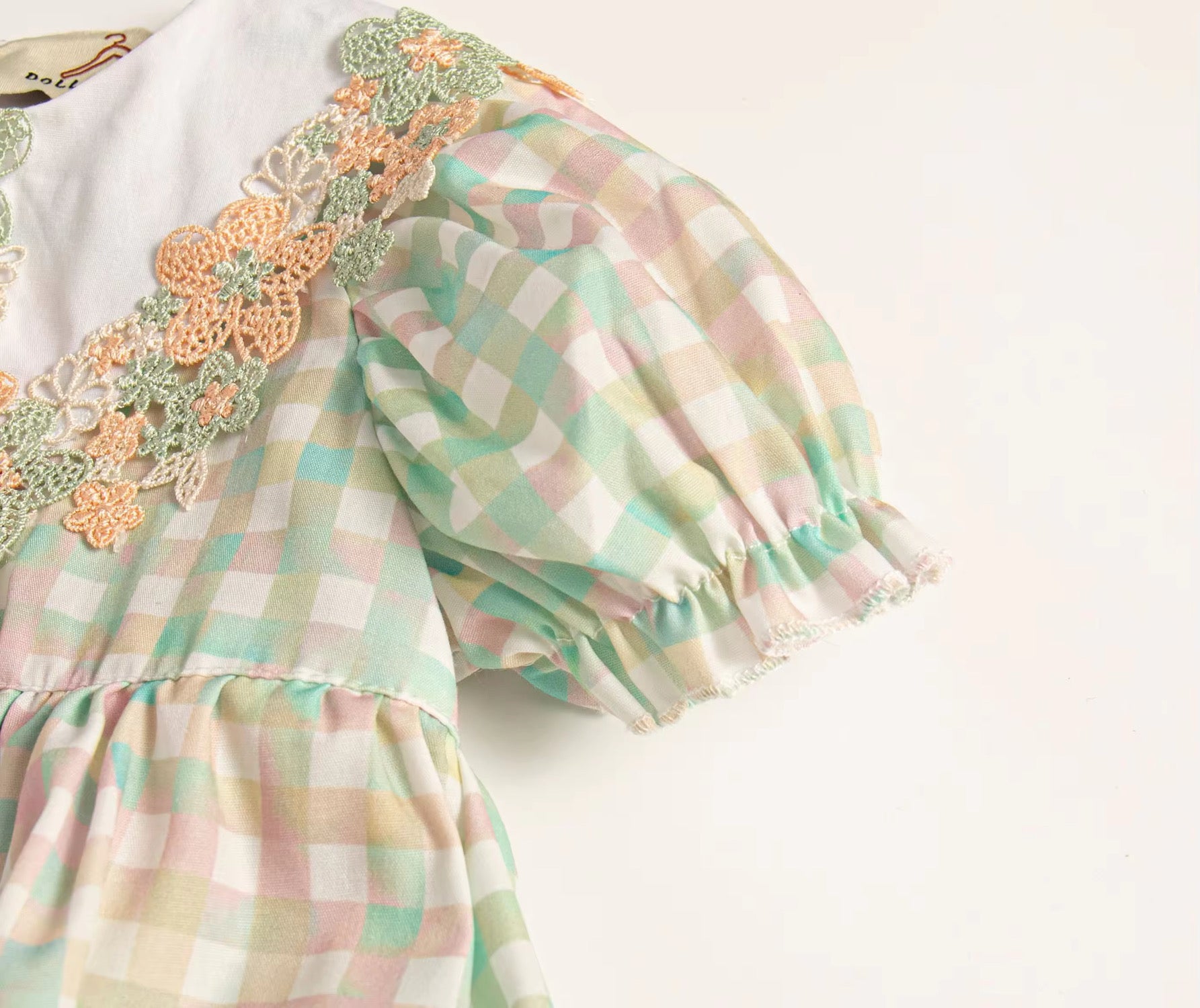 Sage daise gingham romper