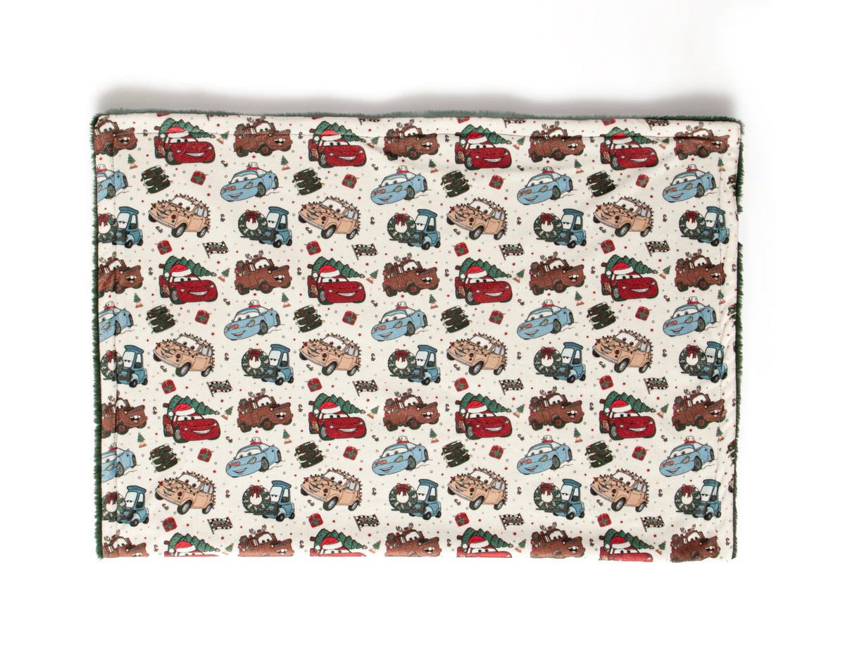 Cars Christmas fleece lined blanket