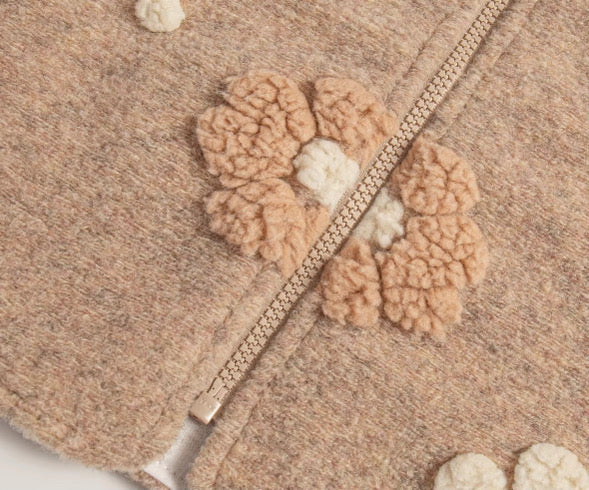 Beige floral teddy jacket