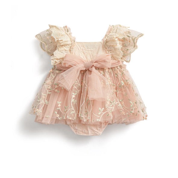 Tear drop lace tie back romper