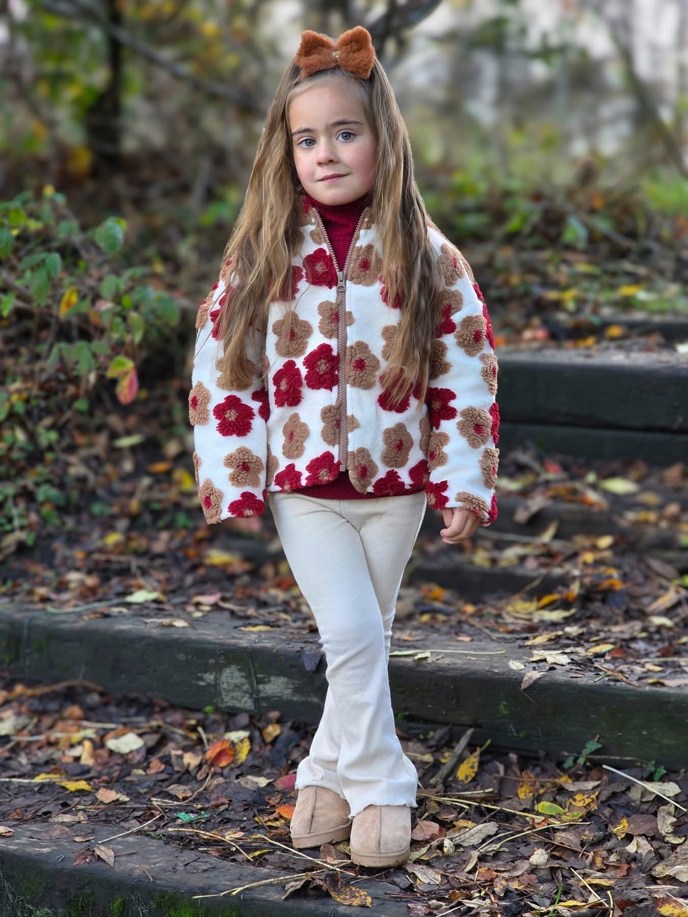 Red floral teddy jacket