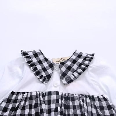 Black and white checked romper